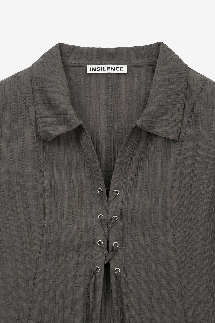 Insilence - Lace-up Strap Shirt (Khaki Brown) product image 9 | TRAB K-Fashion Australia