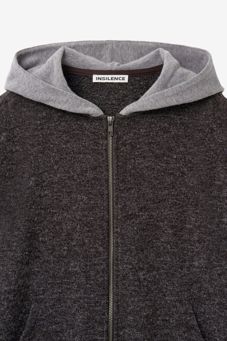 Insilence - Knit-Like Hood Zip Up (Melange Brown) product image 9 | TRAB K-Fashion Australia