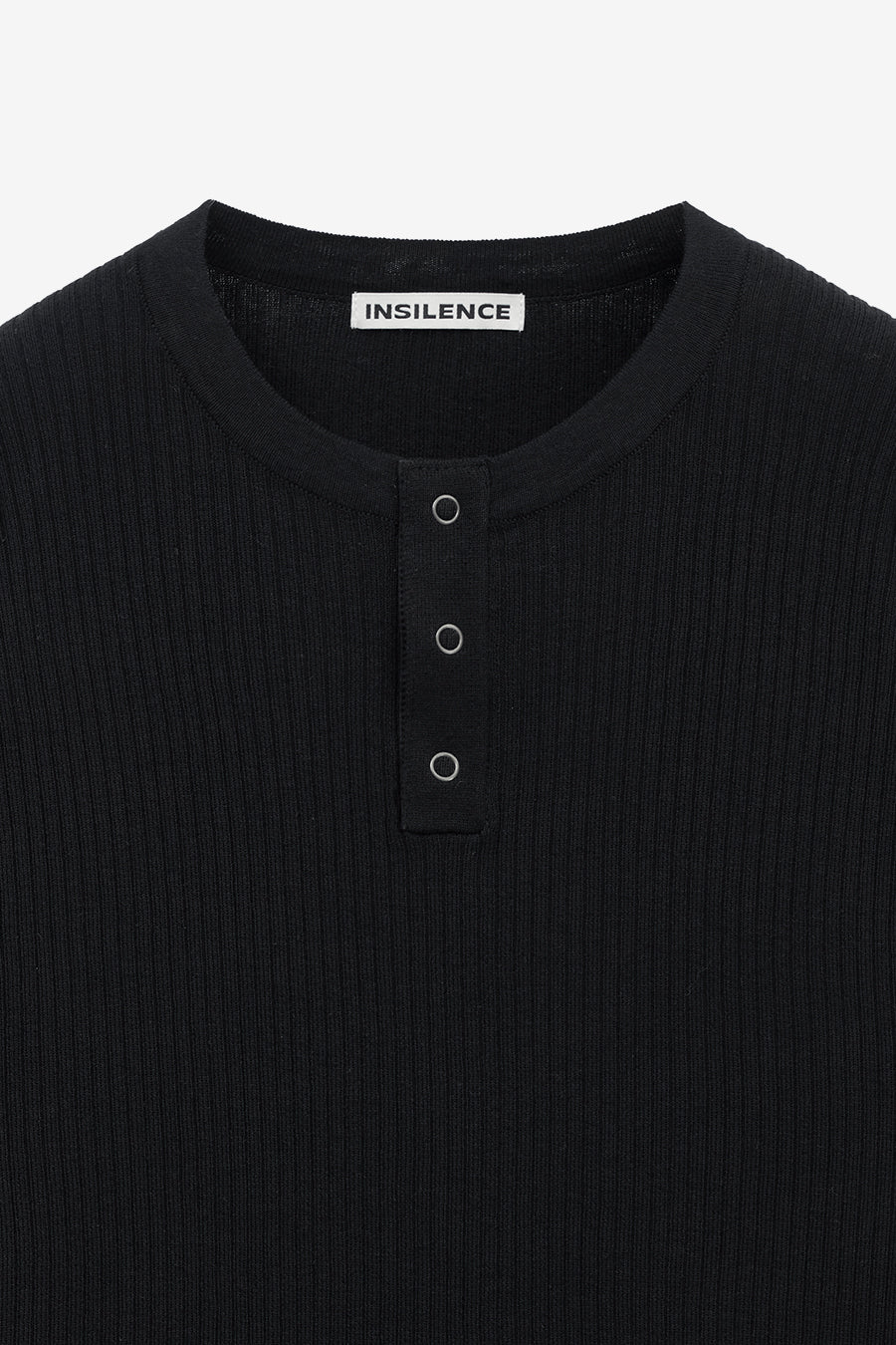 Insilence - Ribbed Henley Neck Knit (Black) product image 9 | TRAB K-Fashion Australia