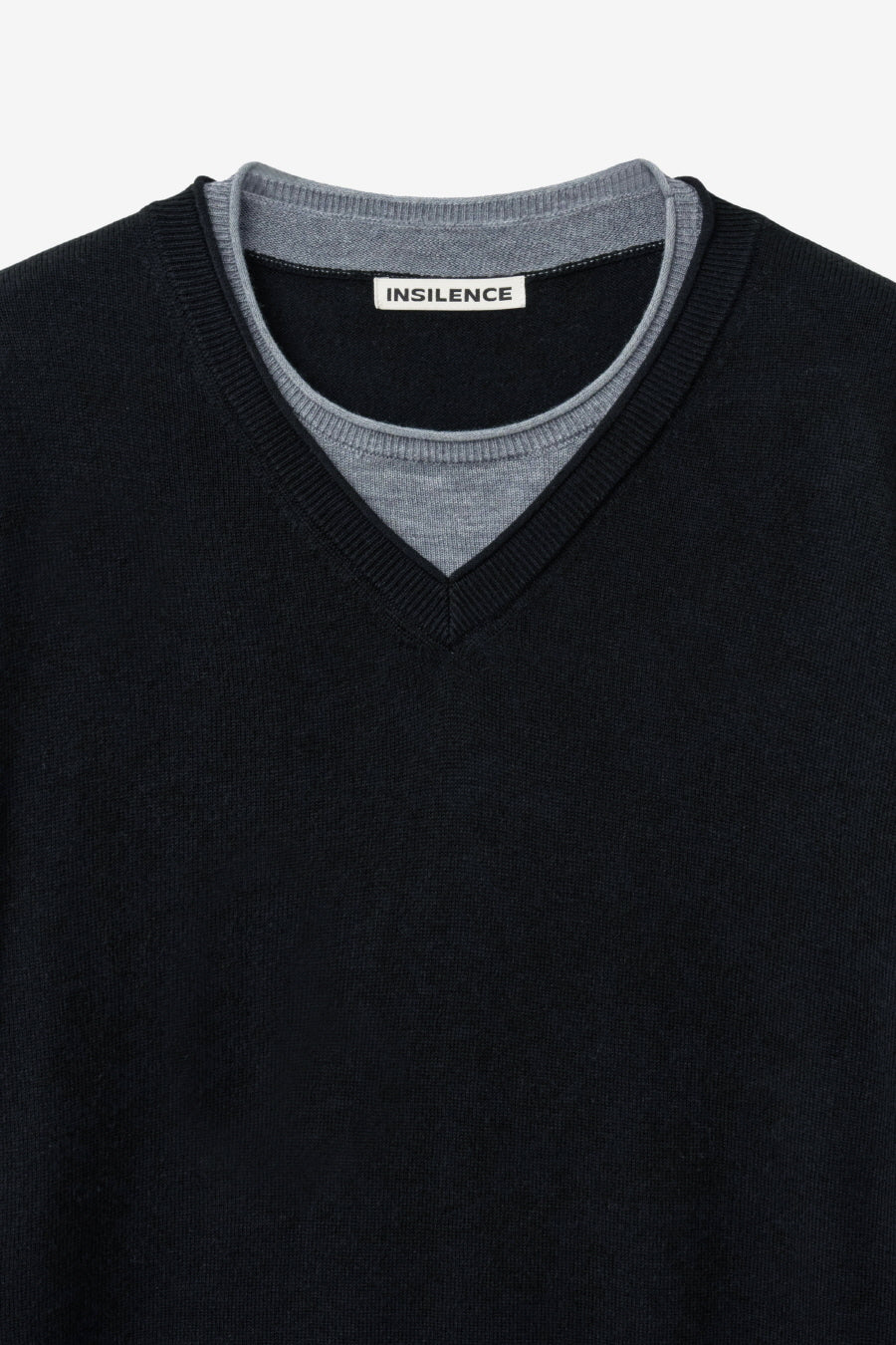 Insilence - Double-layered V-neck Knit (Black) product image 9 | TRAB K-Fashion Australia
