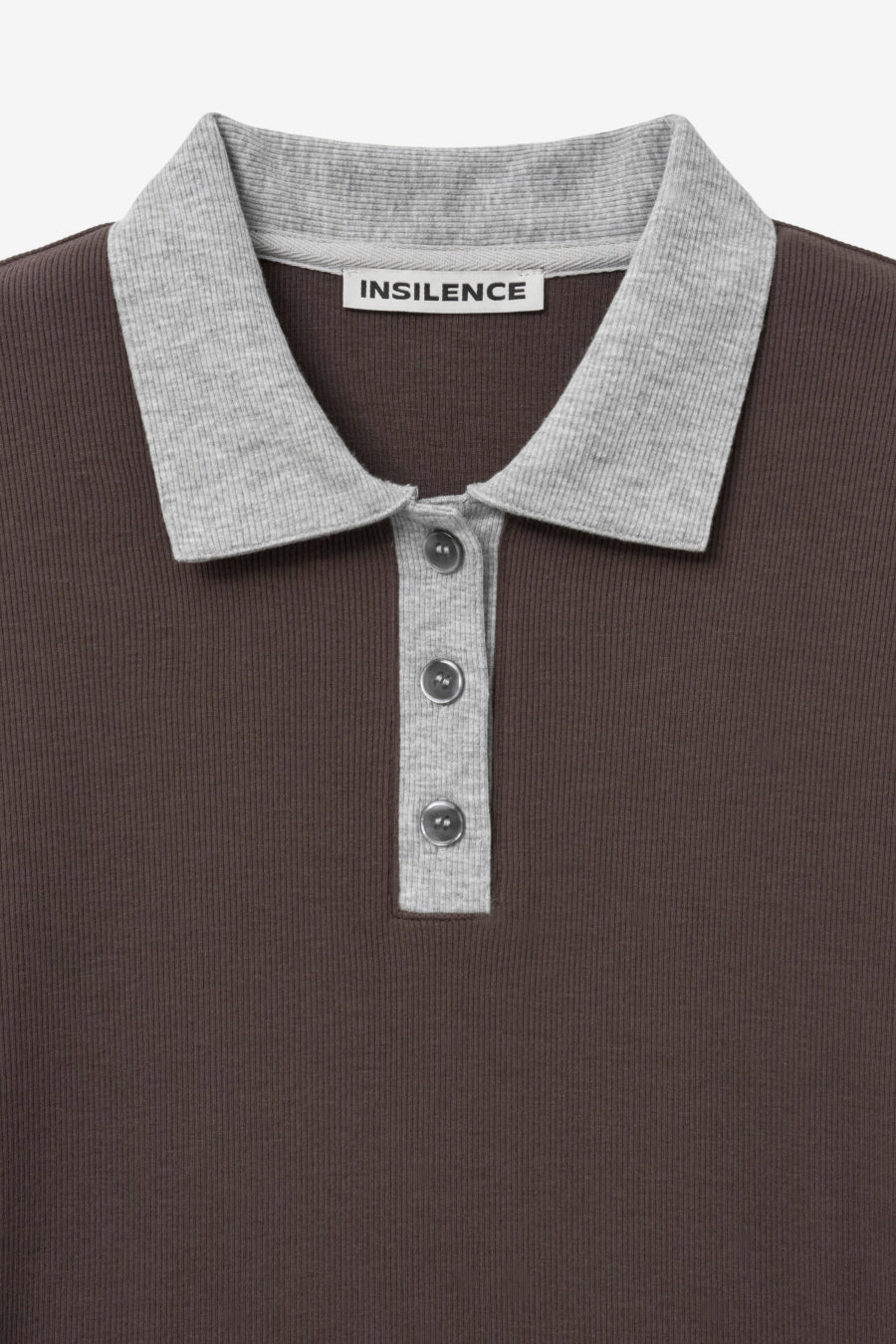 Insilence - Button Collar T-shirt (Brown) product image 9 | TRAB K-Fashion Australia