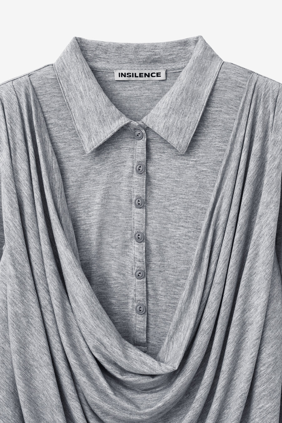 Insilence - Cowl Henley neck long sleeve (Melange Grey) product image 9 | TRAB K-Fashion Australia