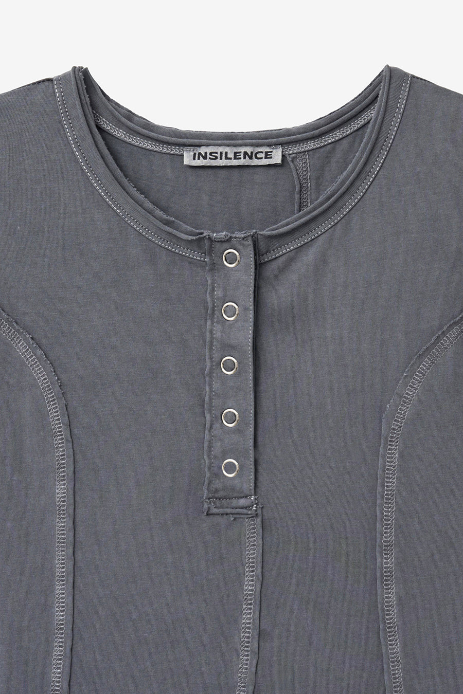 Insilence - Cotton Dyed Henley Neck Dress (Washed Charcoal) product image 9 | TRAB K-Fashion Australia