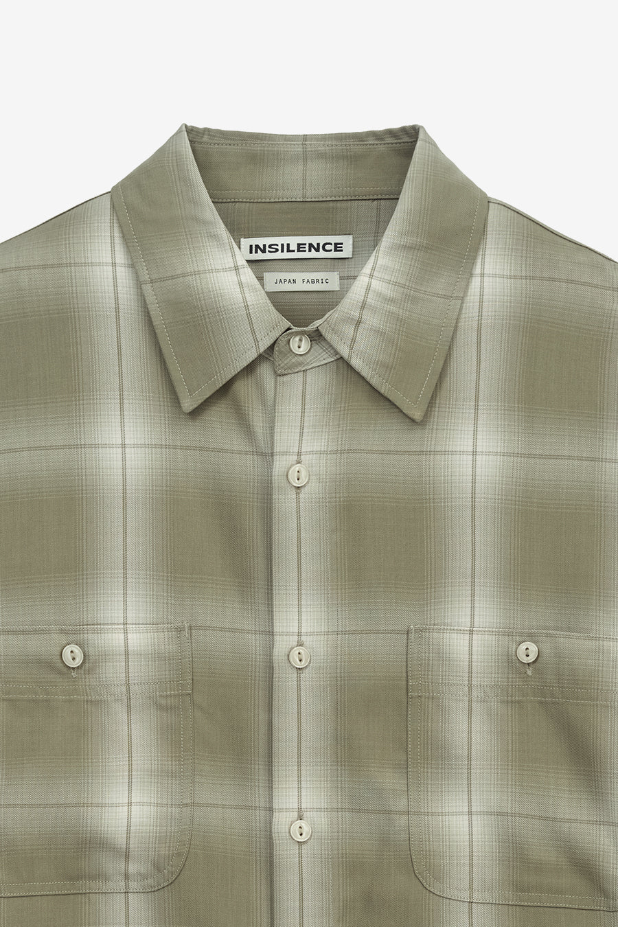 Insilence - Rayon Ombre Check shirts (Olive Beige) product image 11 | TRAB K-Fashion Australia