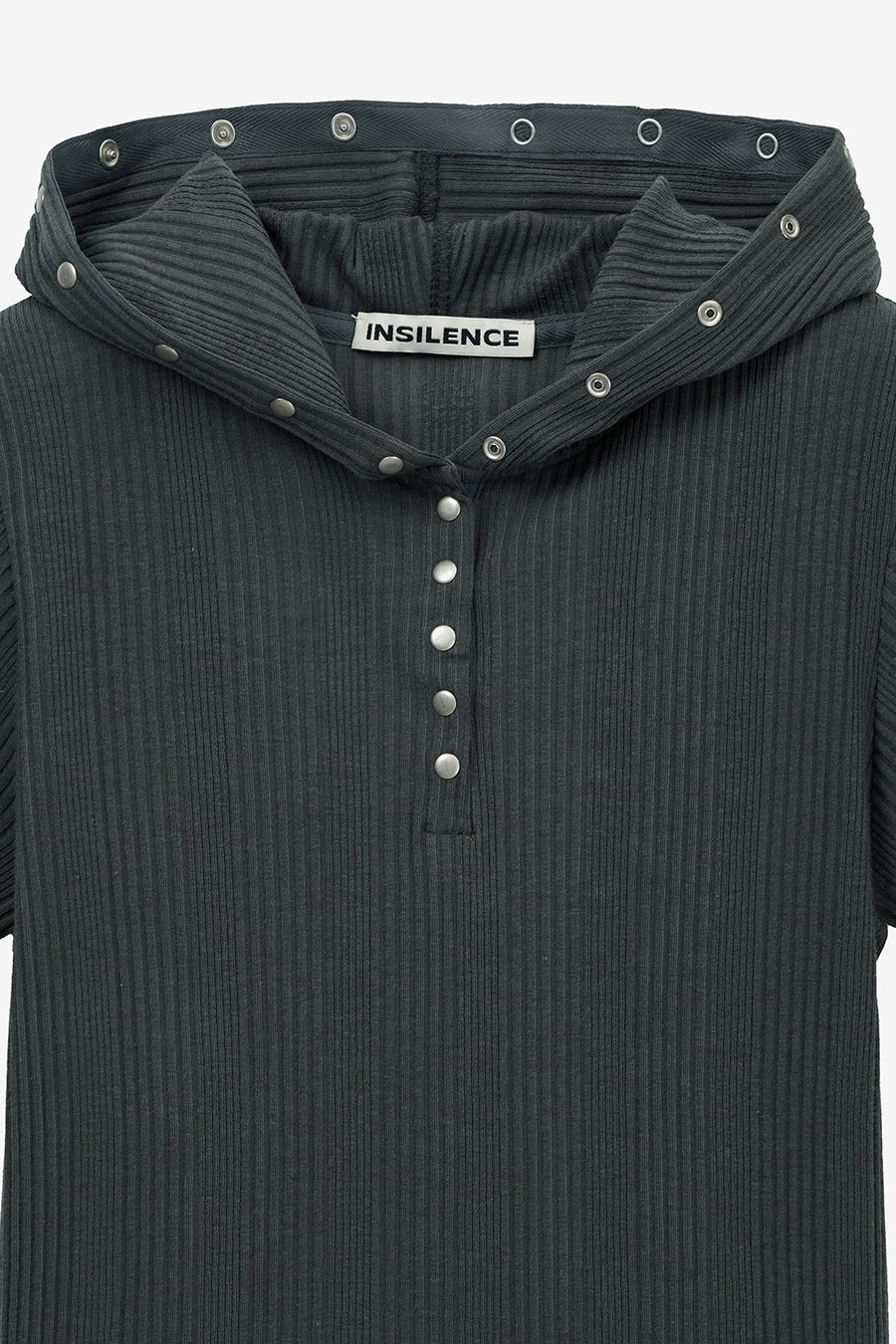 Insilence - Slim Snap Hoodie Top (Charcoal) product image 9 | TRAB K-Fashion Australia