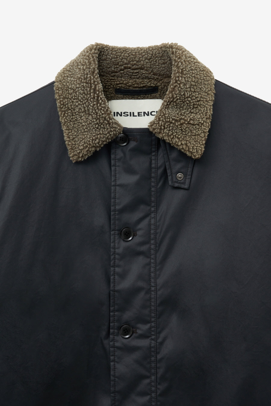 Insilence - Waxed Cotton Shearling Deck Jacket (Black) product image 9 | TRAB K-Fashion Australia