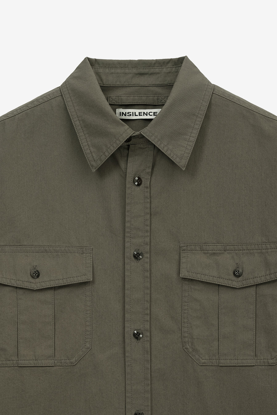 Insilence - Washed Cotton CPO Shirt (Washed Olive) product image 9 | TRAB K-Fashion Australia