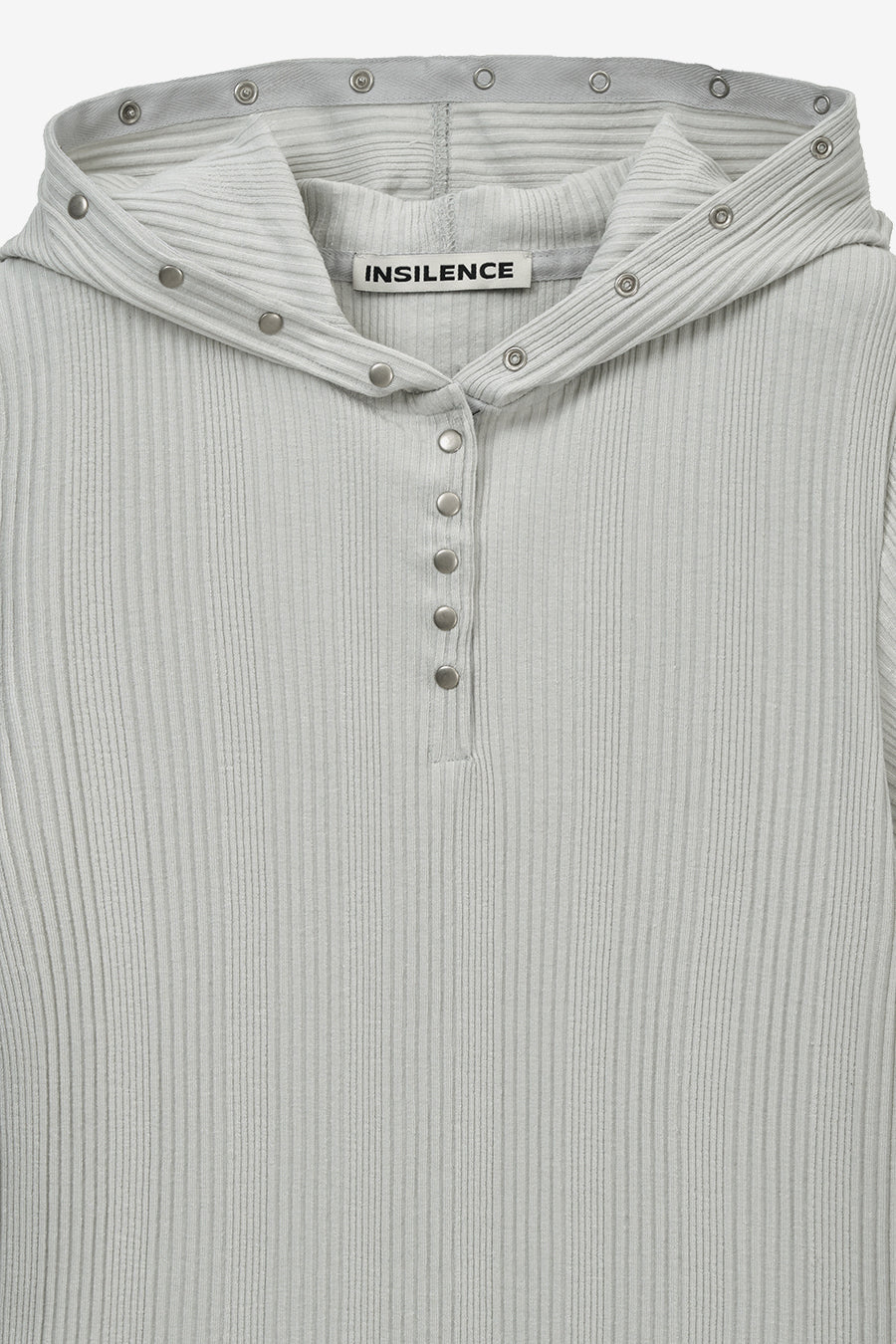 Insilence - Slim Snap Hoodie Top (Light Grey) product image 9 | TRAB K-Fashion Australia