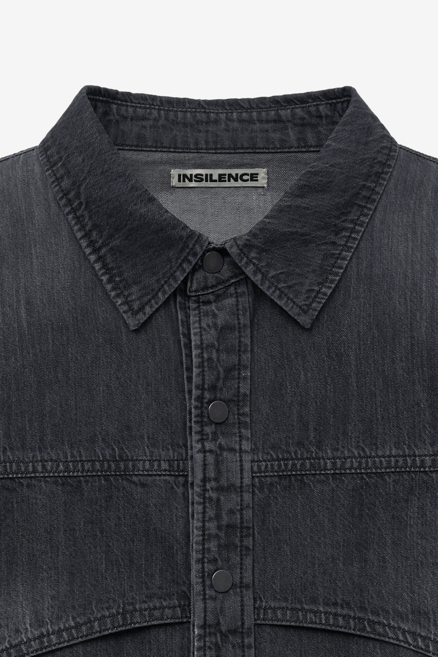 Insilence - Flash Half Denim Shirt (Washed Black) product image 7 | TRAB K-Fashion Australia