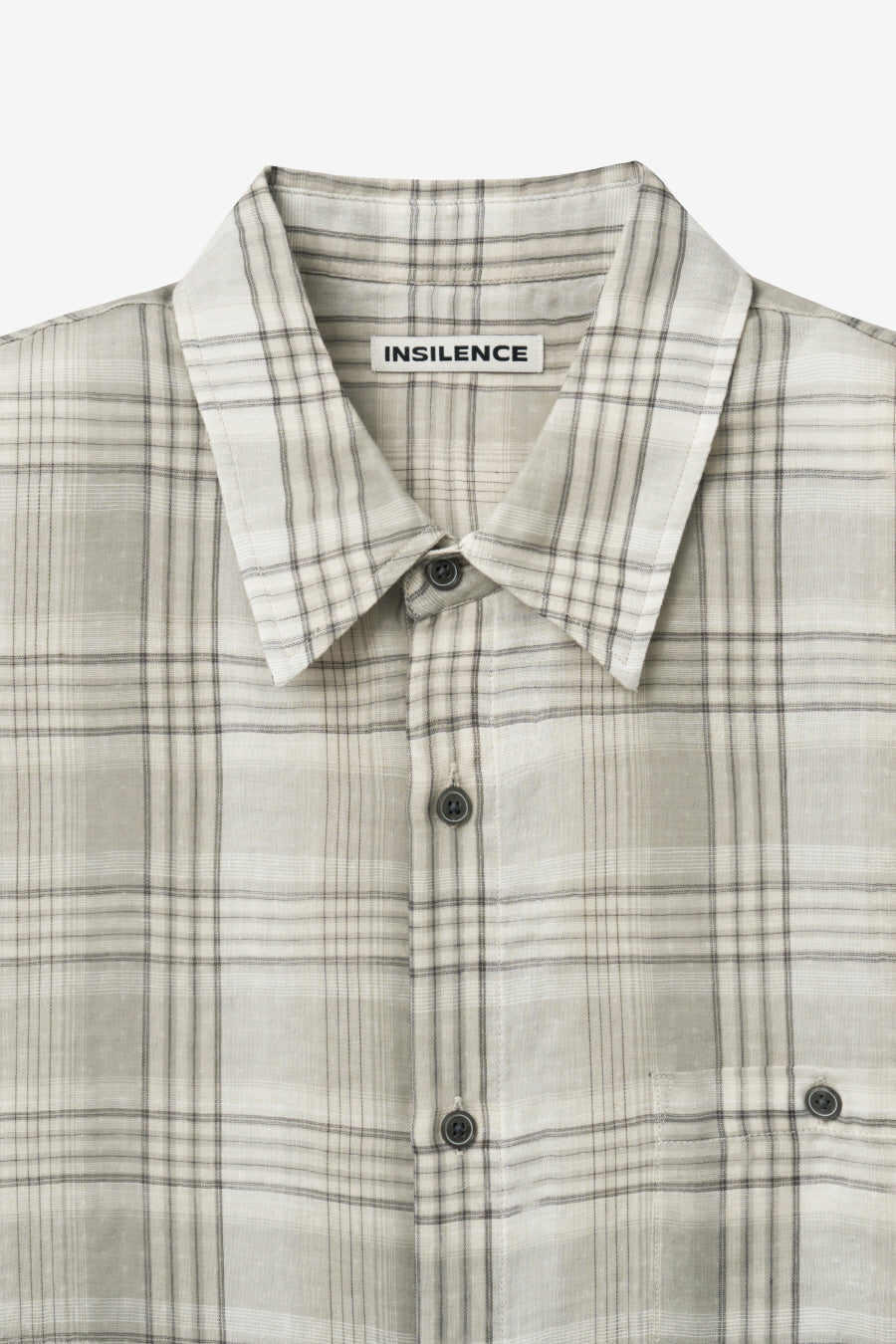 Insilence - Double Cloth Check Shirt (Mint Beige) product image 9 | TRAB K-Fashion Australia