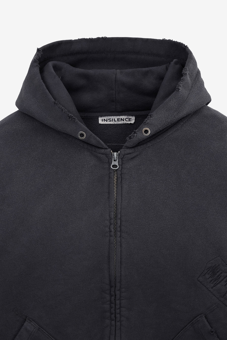 Insilence - Distressed Vintage Zip-Up Hoodie (Dark Grey) product image 9 | TRAB K-Fashion Australia