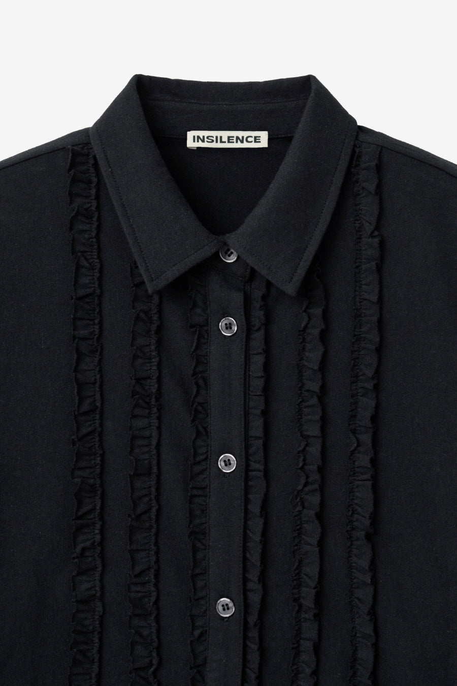 Insilence - Ruffle Jersey Shirt (Black) product image 9 | TRAB K-Fashion Australia