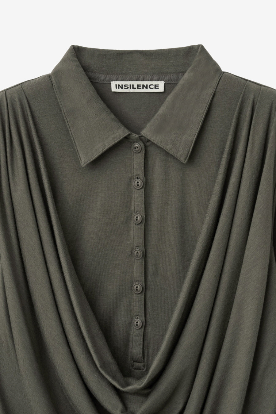 Insilence - Cowl Henley-Neck Long-Sleeve (Khaki) product image 9 | TRAB K-Fashion Australia
