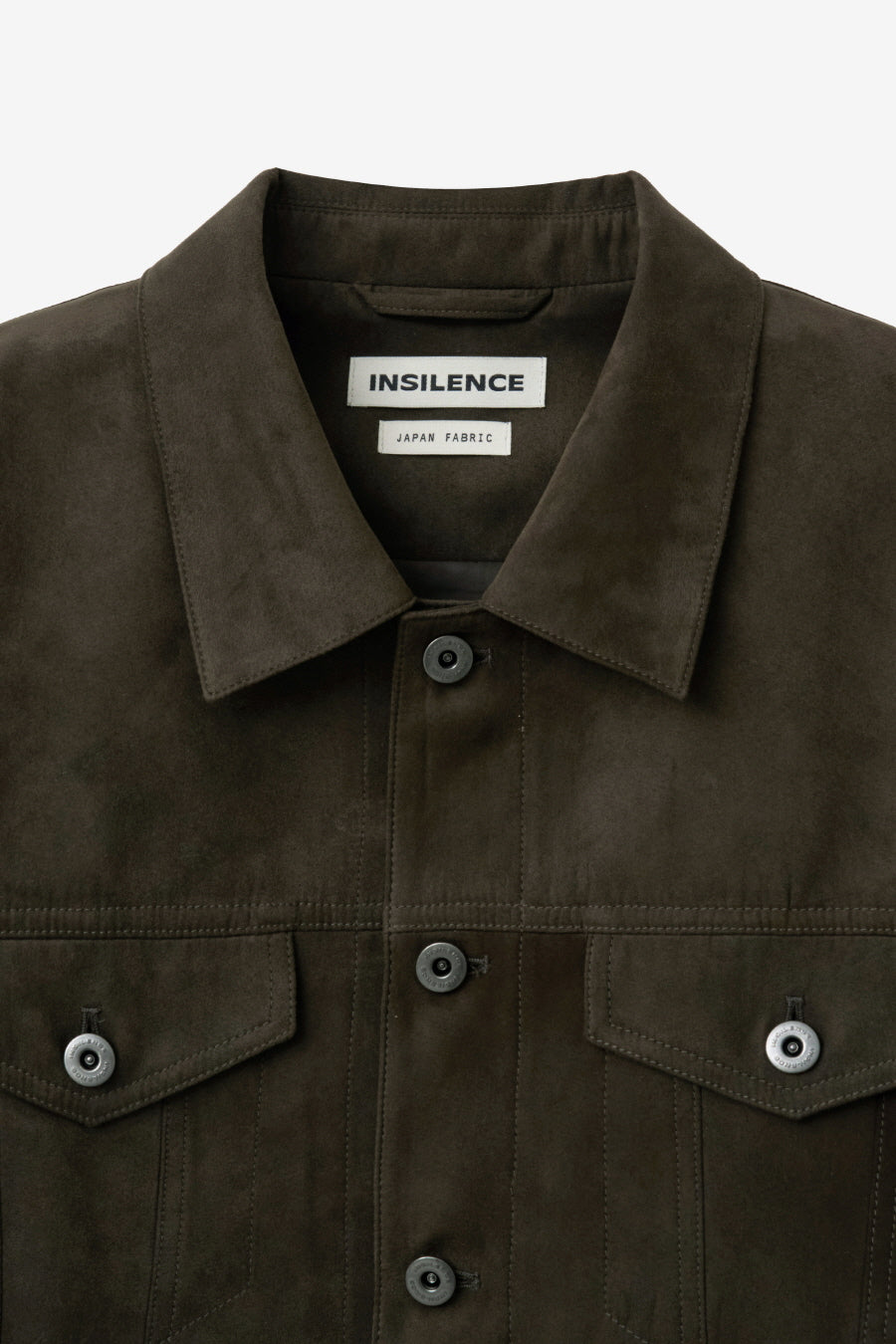 Insilence - Faux Suede Trucker Jacket (Olive Brown) product image 9 | TRAB K-Fashion Australia