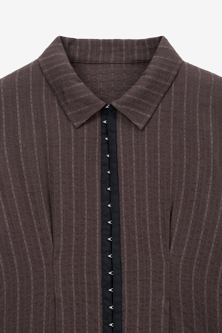 Insilence - Hook Detail Jacquard Shirt (Brown) product image 9 | TRAB K-Fashion Australia