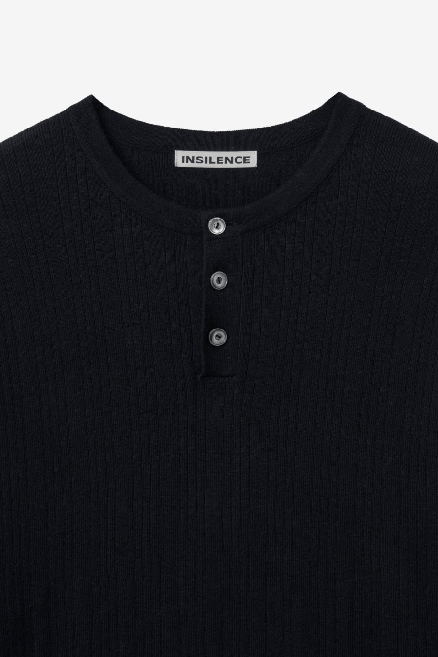 Insilence - Ribbed Henley Neck Half Knit (Black) product image 9 | TRAB K-Fashion Australia