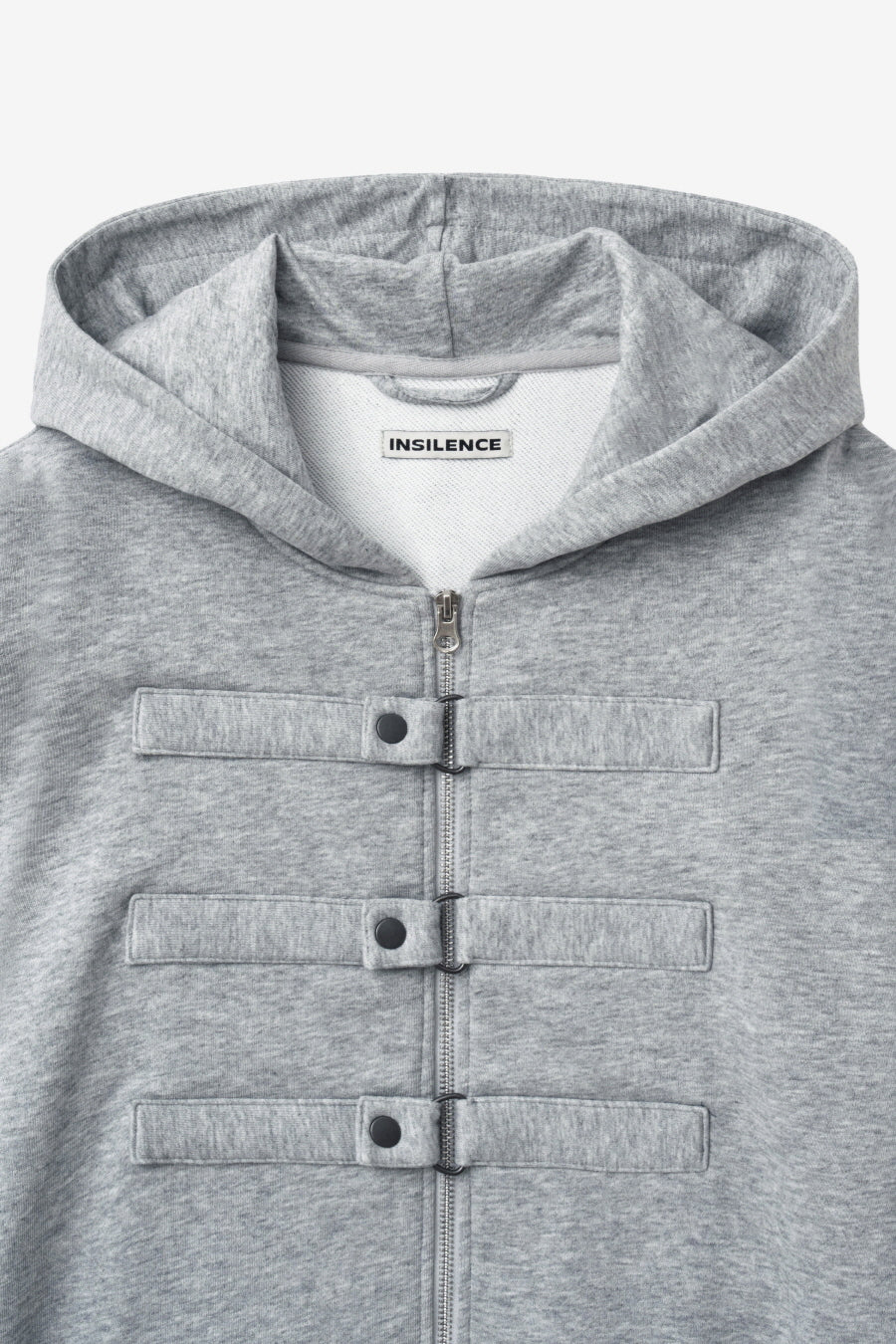 Insilence - Strap Closing Hood Zip Up (Melange Grey) product image 7 | TRAB K-Fashion Australia