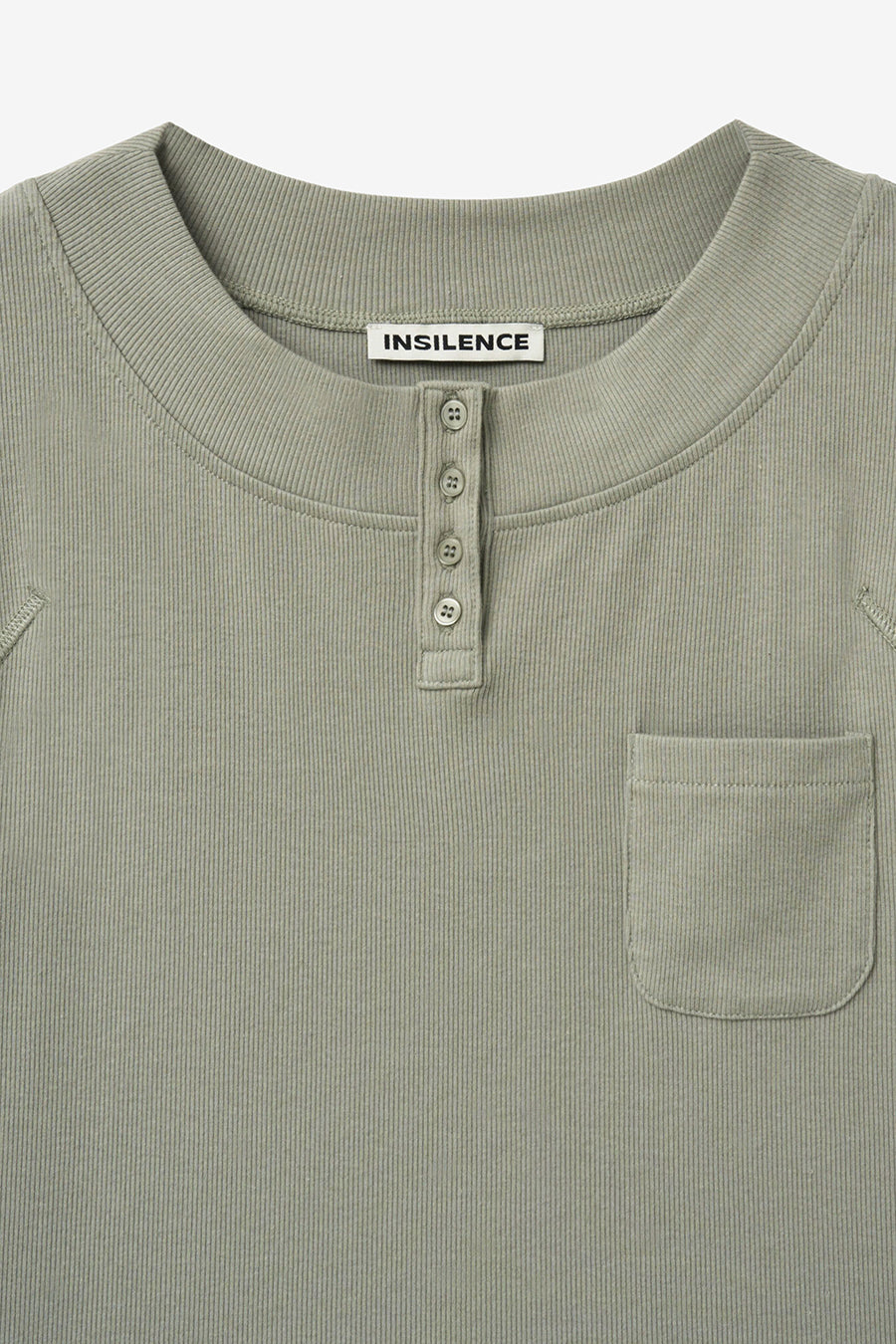 Insilence - Summer Henley Neck T-shirt (Olive) product image 9 | TRAB K-Fashion Australia