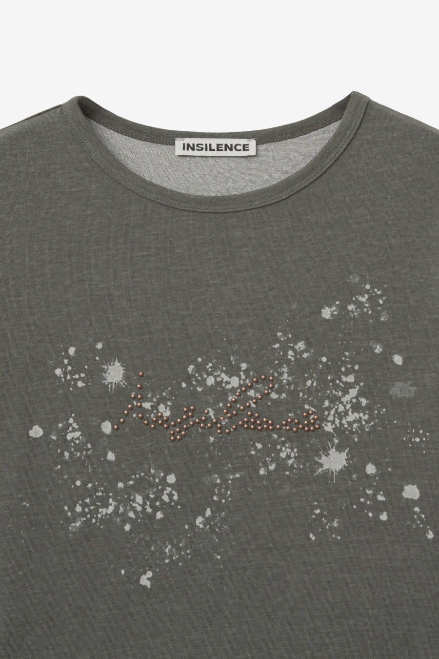 Insilence - Lettering Hotfix T-shirt (Khaki) product image 9 | TRAB K-Fashion Australia