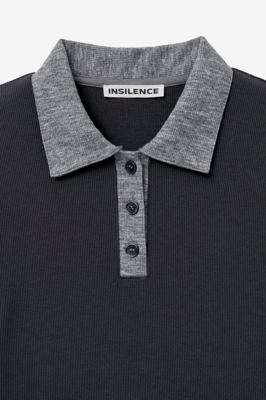Insilence - Button Collar T-shirt (Charcoal) product image 9 | TRAB K-Fashion Australia