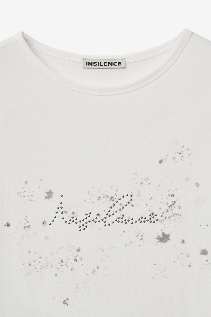Insilence - Lettering Hotfix T-shirt (White) product image 9 | TRAB K-Fashion Australia