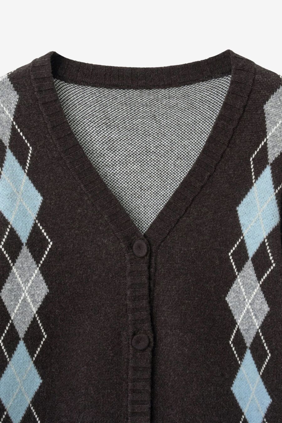 Insilence - Argyle V-Neck Cardigan (Brown) product image 7 | TRAB K-Fashion Australia