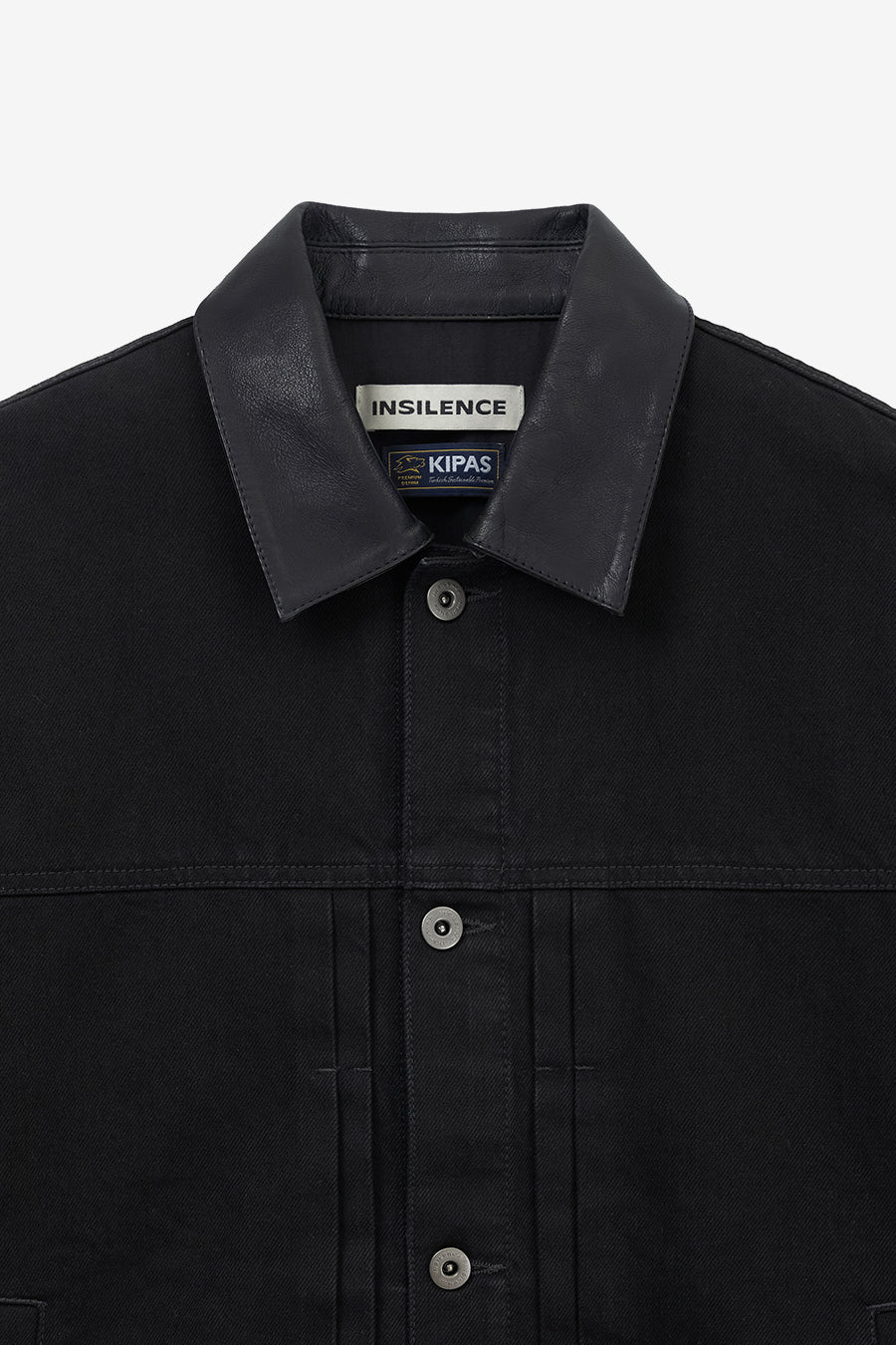 Insilence - Lambskin Collar Denim Jacket (Black) product image 9 | TRAB K-Fashion Australia