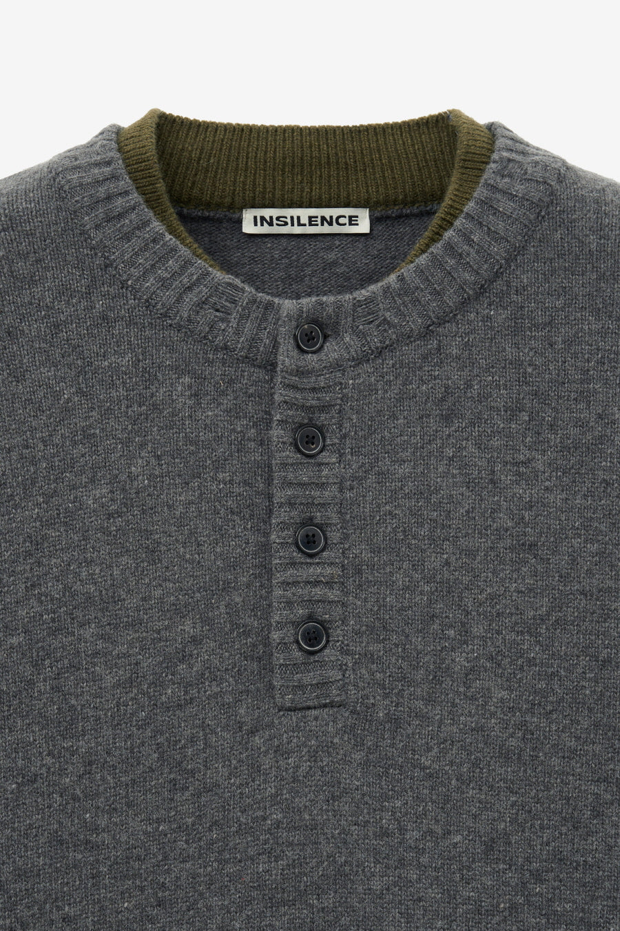 Insilence - Double-layered Henley Neck Knit (Grey) product image 7 | TRAB K-Fashion Australia