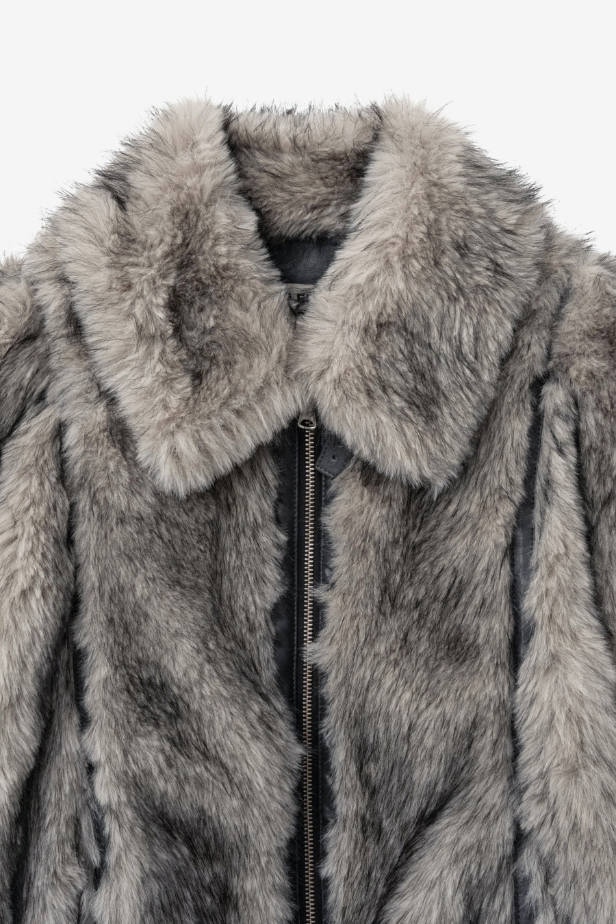 Insilence - Buckle Two-Tone Fur Jacket (Grey Brown) product image 9 | TRAB K-Fashion Australia