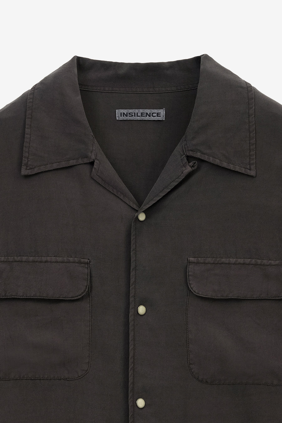 Insilence - Tencel gabardine open-collar shirt (Dark Brown) product image 9 | TRAB K-Fashion Australia