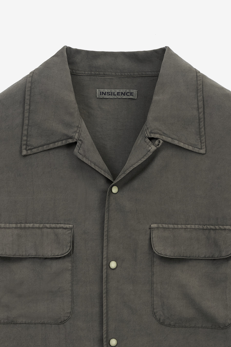 Insilence - Tencel Gabardine Open Collar Shirts (Olive Grey) product image 9 | TRAB K-Fashion Australia