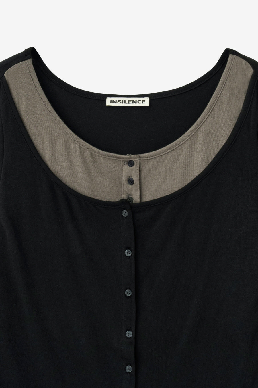 Insilence - Cardigan Layered Henley Long Sleeve (Black) product image 9 | TRAB K-Fashion Australia