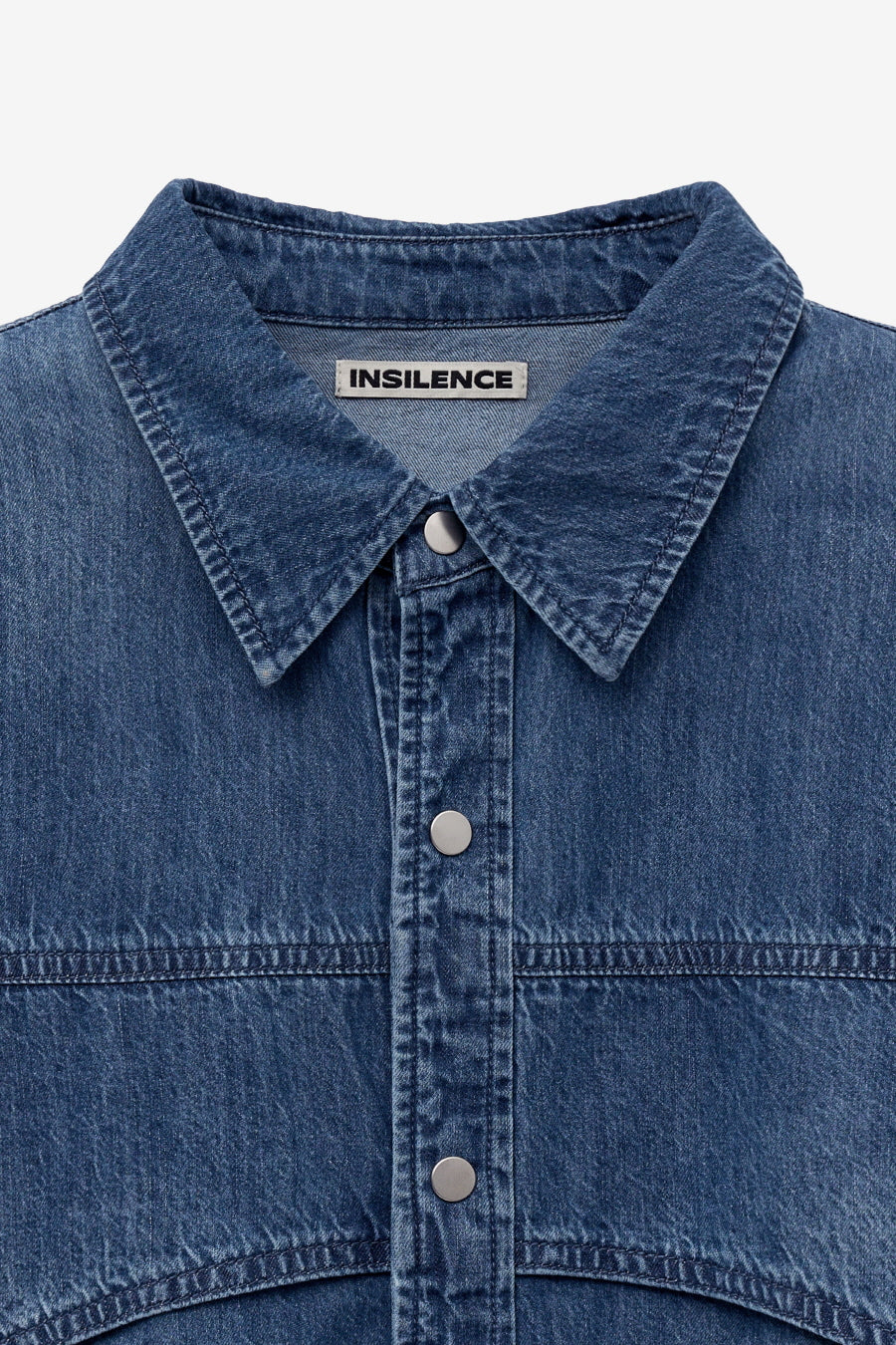 Insilence - Flash Half Denim Shirt (Washed Blue) product image 9 | TRAB K-Fashion Australia