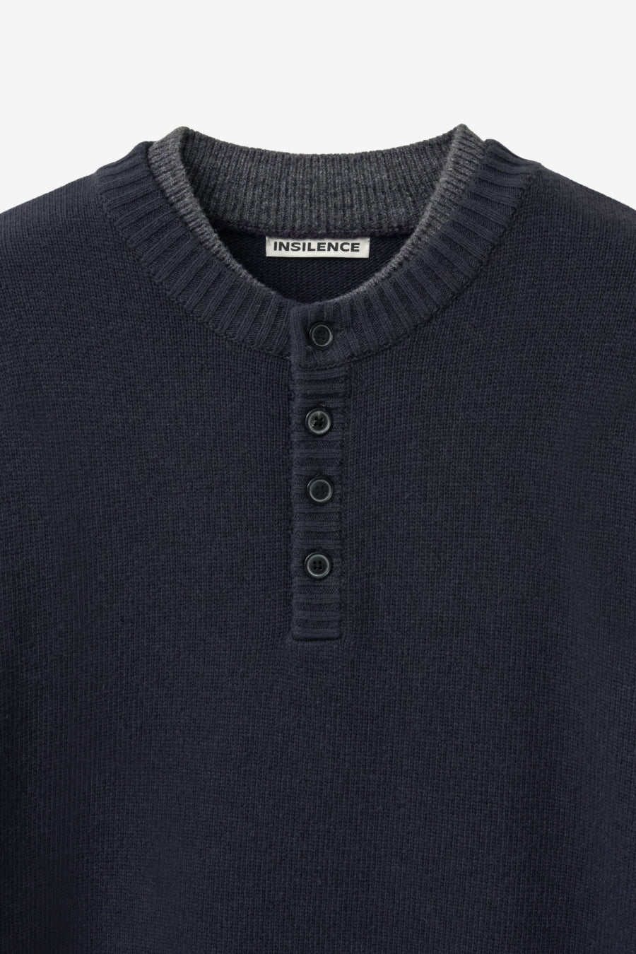 Insilence - Double Layered Henley Neck Knit (Charcoal) product image 7 | TRAB K-Fashion Australia