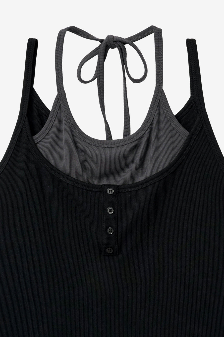 Insilence - Layered Henley Neck Sleeveless (Black) product image 9 | TRAB K-Fashion Australia