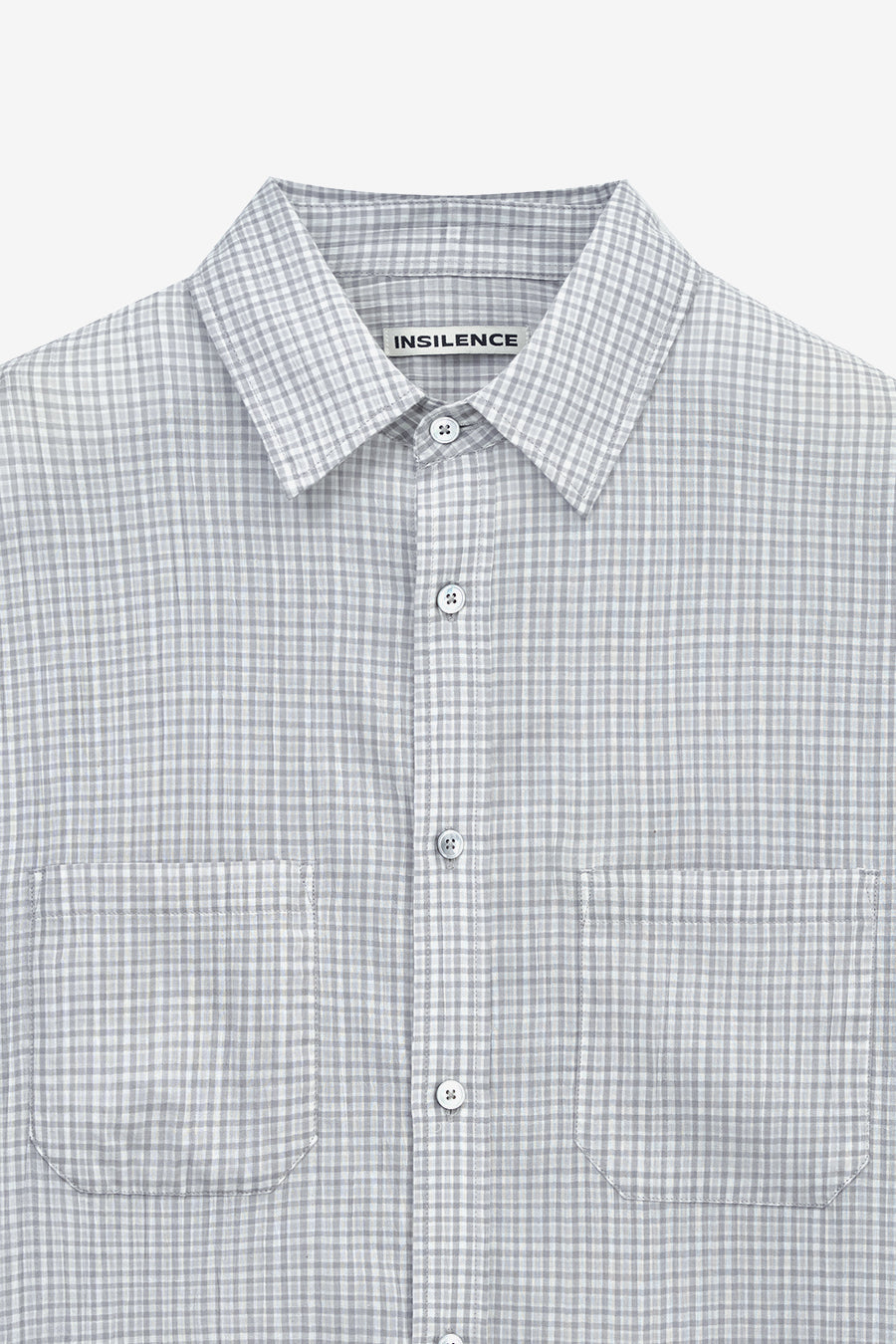 Insilence - Lightweight Crop Check Shirt (Light Grey) product image 9 | TRAB K-Fashion Australia