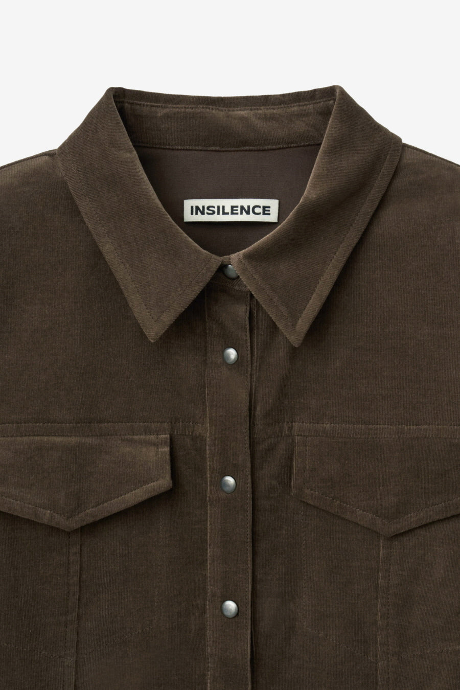 Insilence - Corduroy Snap Shirt (Brown) product image 9 | TRAB K-Fashion Australia