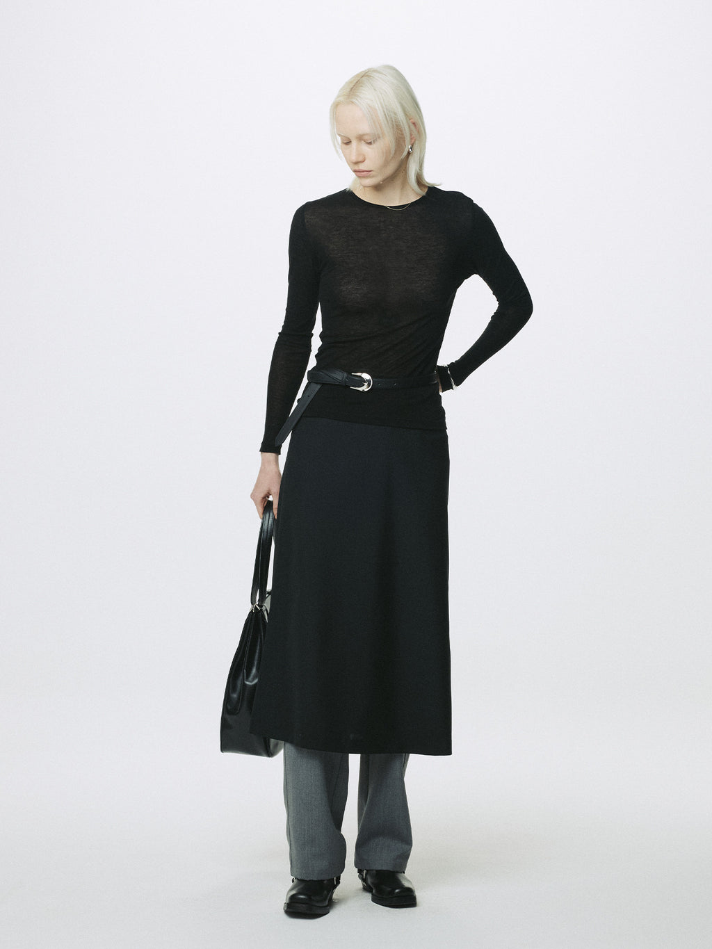 Tonywack - Wool Tencel Pintuck Long Sleeve (Black) product image 2 | TRAB K-Fashion Australia