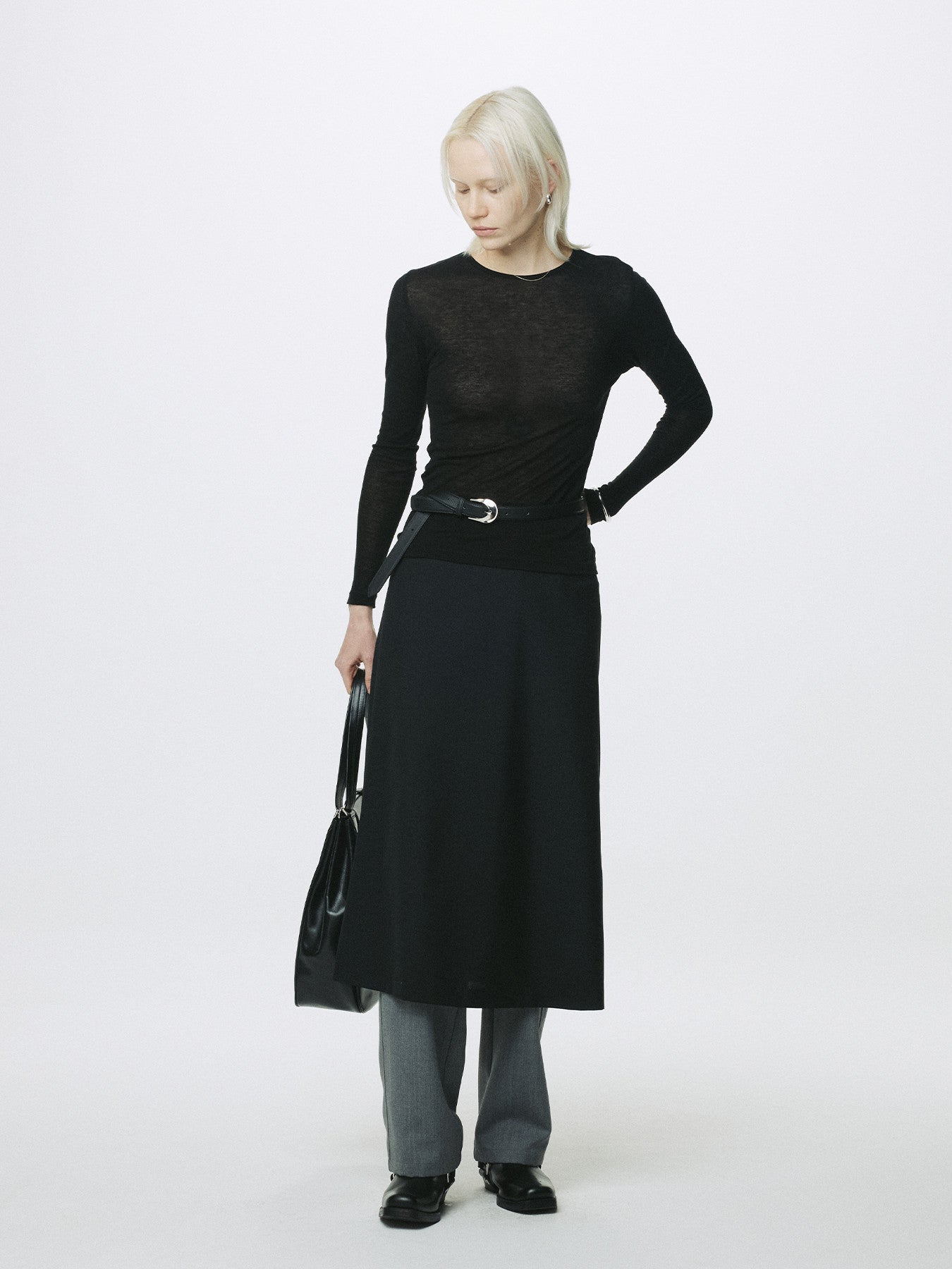 Tonywack - Wool Tencel Pintuck Long Sleeve (Black) product image 2 | TRAB K-Fashion Australia