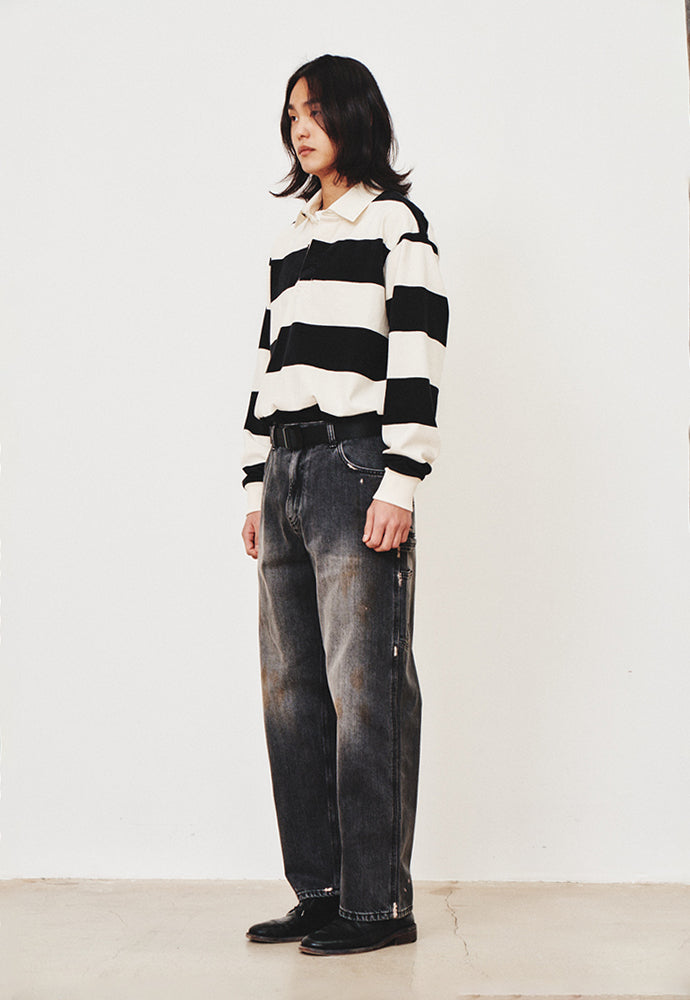 Art if acts - Oil Washed Denim Carpenter Pants (Used Black) product image 2 | TRAB K-Fashion Australia