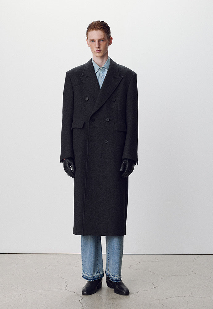 Tonywack - Herringbone Wool Double-Breasted Coat (Dark Herringbone) product image 3 | TRAB K-Fashion Australia