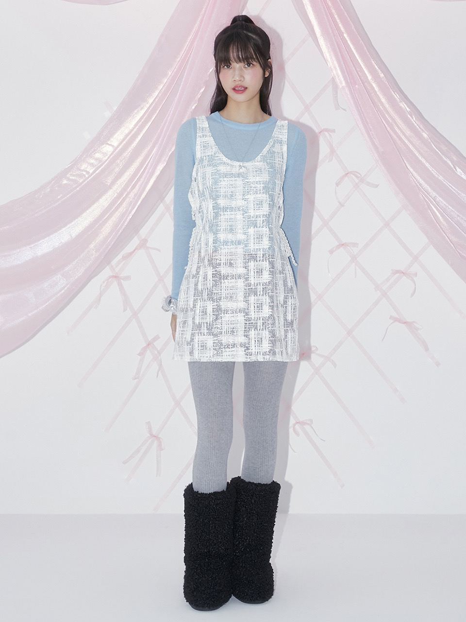 Margarin Fingers - Sequined Tweed One-Piece (Ivory) product image 1 | TRAB K-Fashion Australia
