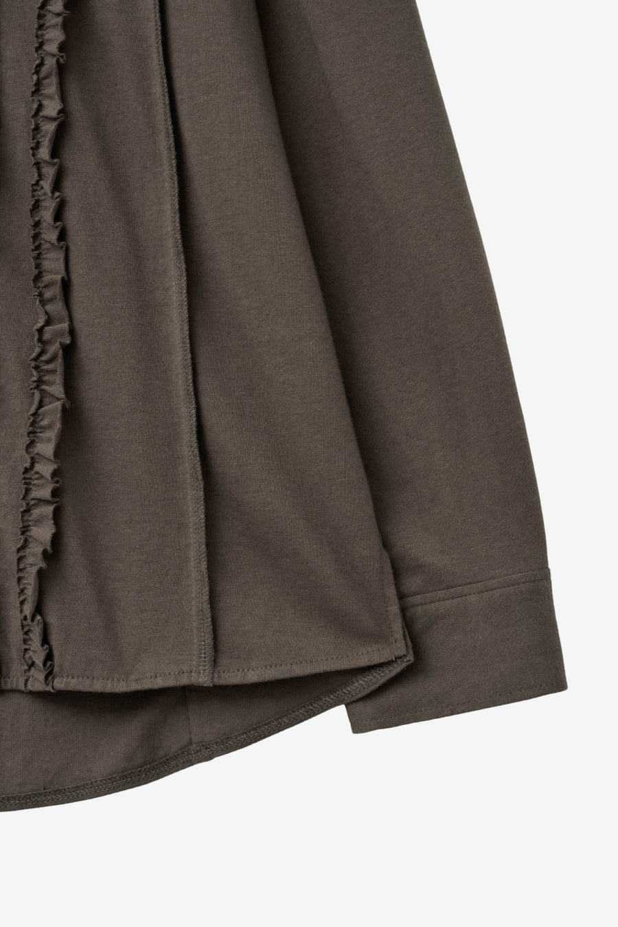 Insilence - Ruffle Jersey Shirt (Ash Brown) product image 10 | TRAB K-Fashion Australia