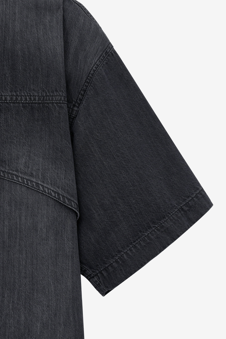 Insilence - Flash Half Denim Shirt (Washed Black) product image 8 | TRAB K-Fashion Australia