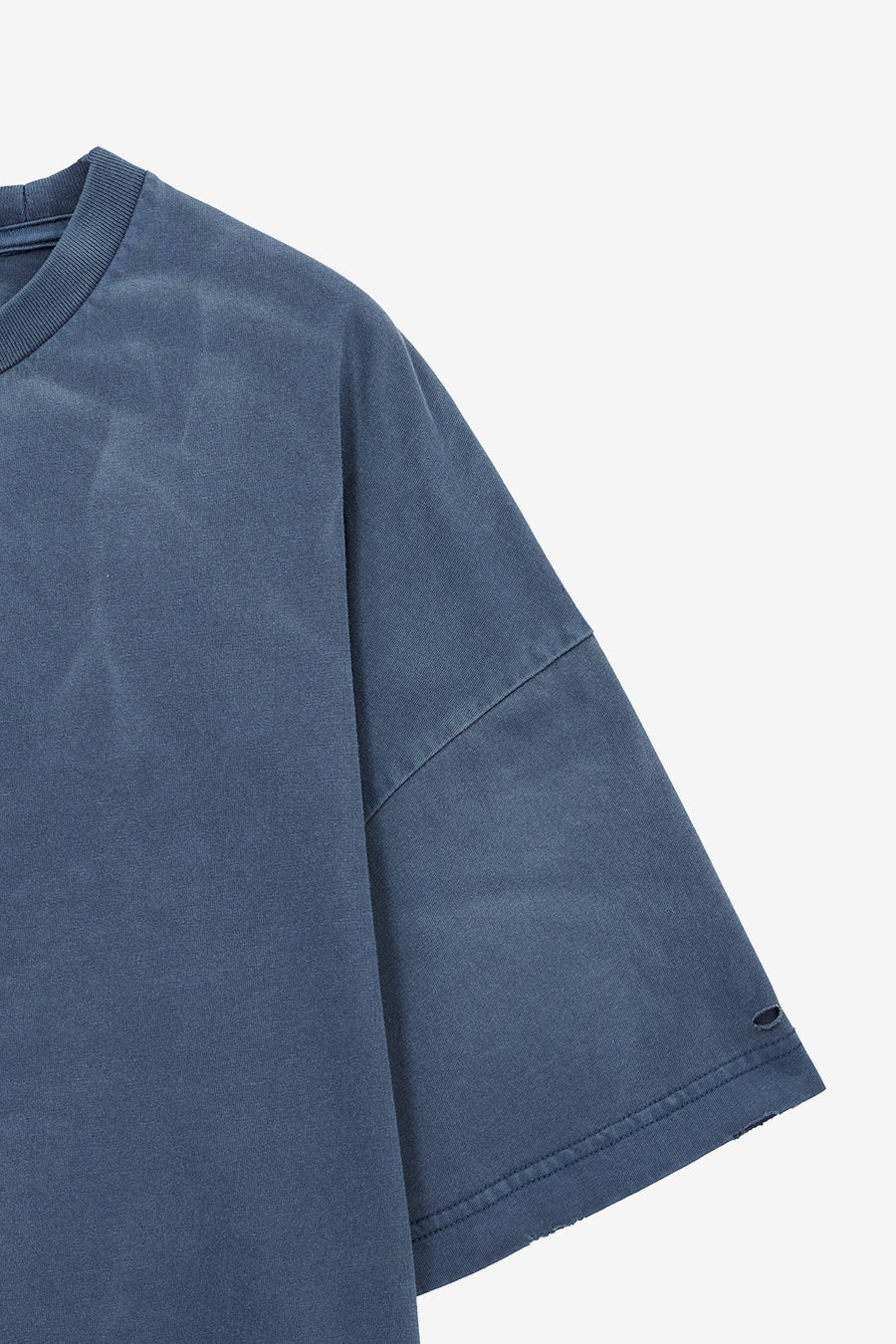 Insilence - Distressed Crop Box Fit T-Shirt (Light Navy) product image 10 | TRAB K-Fashion Australia