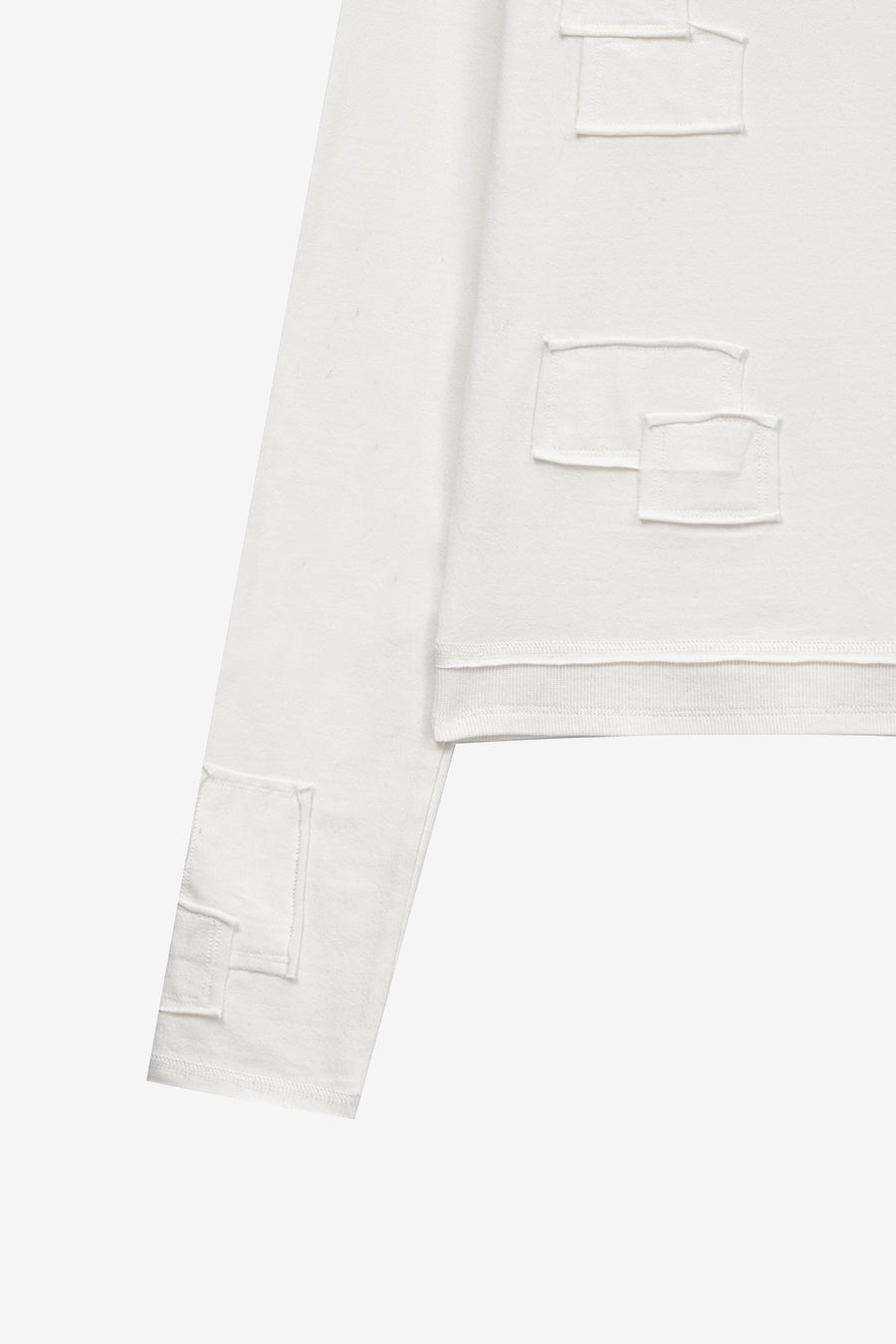Insilence - Henley Neck Patchwork T-Shirt (White) product image 10 | TRAB K-Fashion Australia