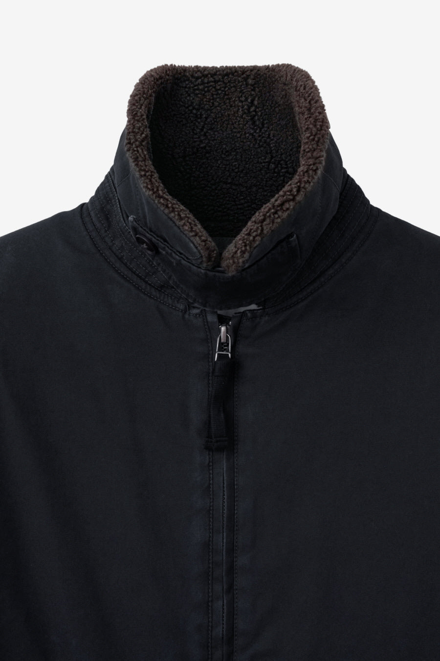 Insilence - Washed Cotton Shearling Bomber Jacket (Black) product image 10 | TRAB K-Fashion Australia