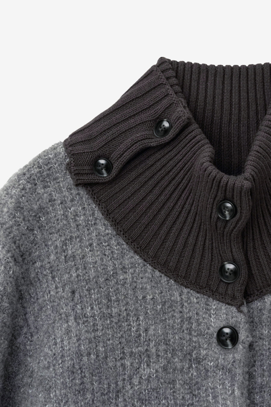 Insilence - Detachable Muffler Cardigan (Charcoal) product image 10 | TRAB K-Fashion Australia