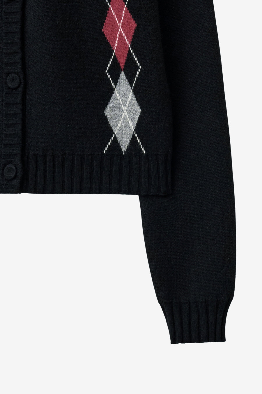 Insilence - Argyle V-Neck Cardigan (Black) product image 8 | TRAB K-Fashion Australia