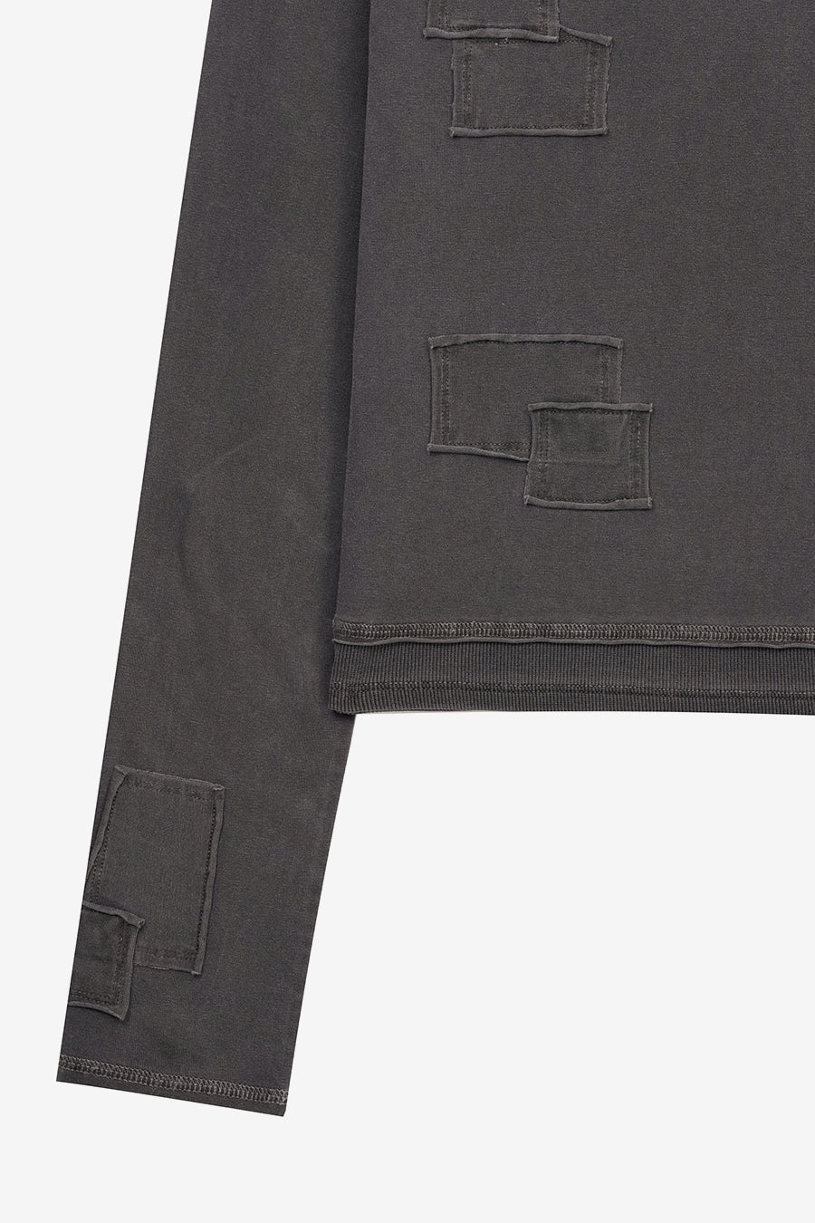Insilence - Henley Neck Patchwork T-Shirt (Charcoal) product image 10 | TRAB K-Fashion Australia